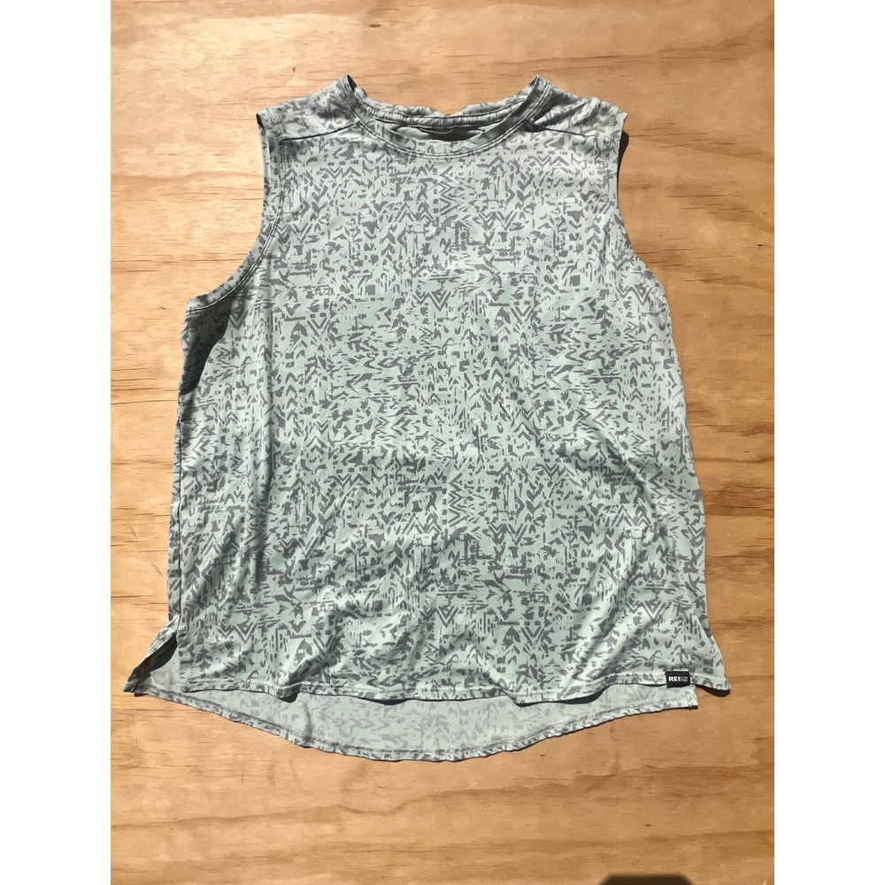 REI Co-op Womens Medium Active Tank Top Sage Green Geometric Print Sleeveless
